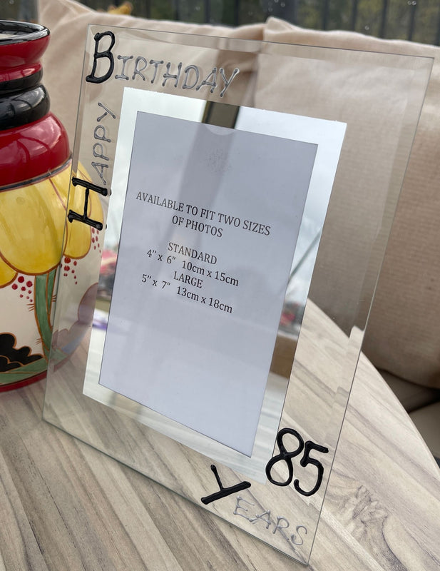 85th Birthday Gift Photo Frame: portrait (Blk/Sil)