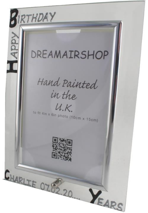 Personalised 13th Birthday Photo Frame: Portrait (Blk/Sil)