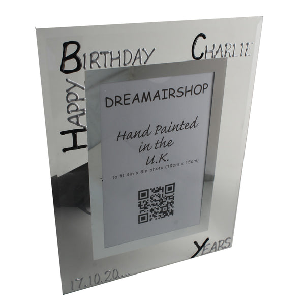 Personalised 65th Birthday Photo Frame: Portrait (Blk/Sil)