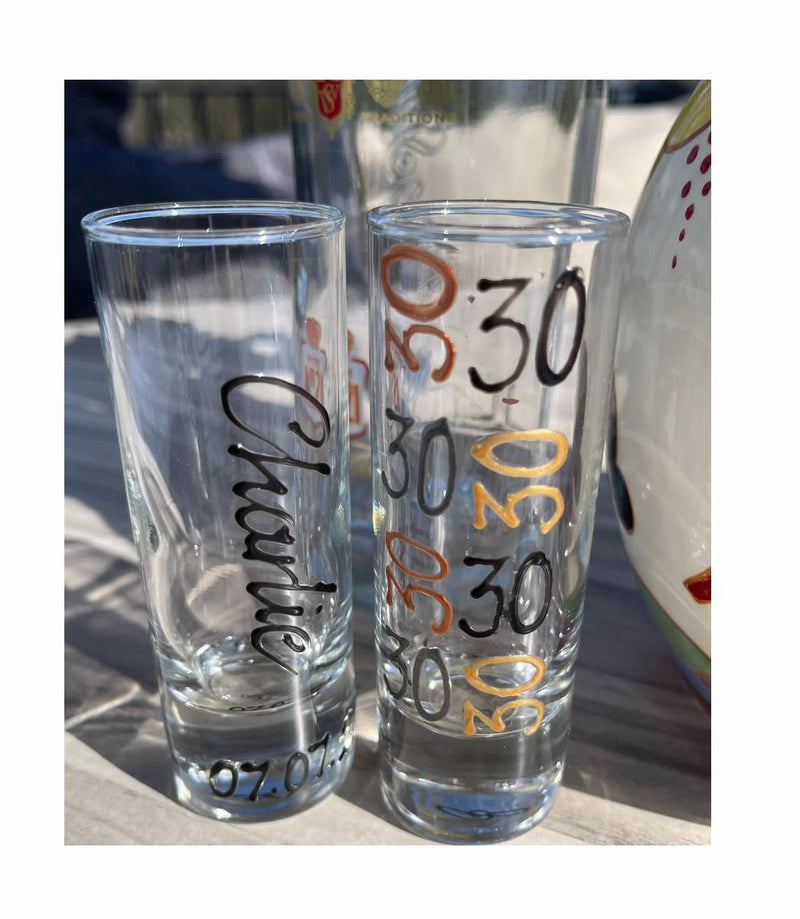 Personalised 30th Birthday Gift Shot Glass: (brush)