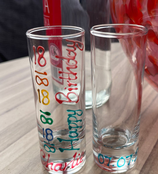 18th Birthday Gift Shot Glass:  (Brights)