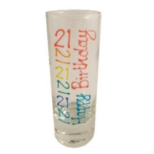 Personalised 21st Birthday Shot Glass: (Brights)