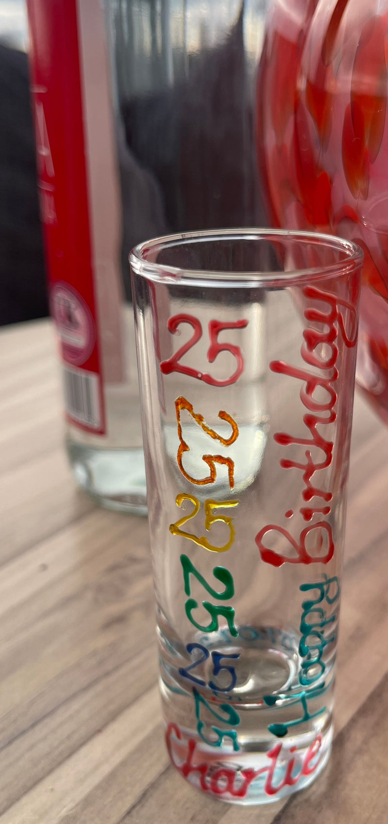 Personalised 25th Birthday Drinking Shot Glass Brights