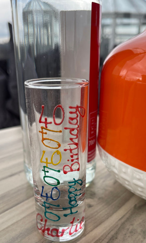40th Birthday Gift Shot Glass:  (Brights)