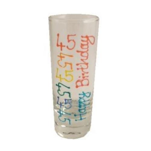 45th Birthday Gift Shot Glass:  (Brights)