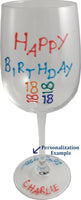 45th Birthday Gift Wine Glass: (Brights)