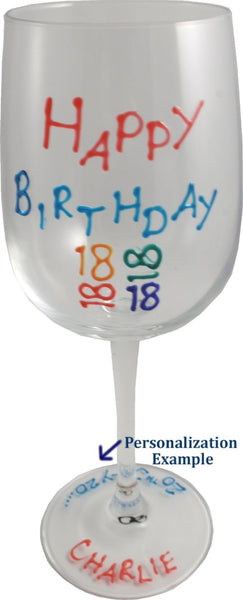 45th Birthday Gift Wine Glass: (Brights)