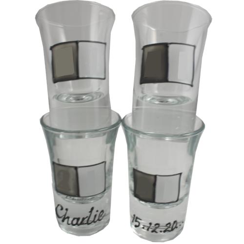 Personalised Set of 4 Shot Glasses Grey Sq