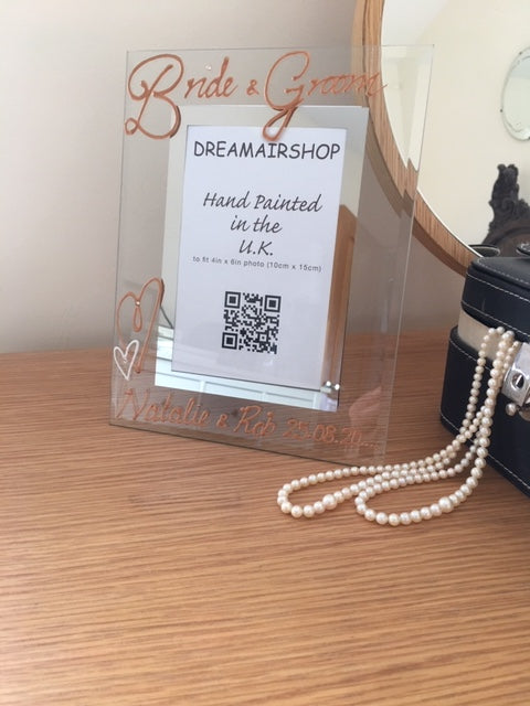 Bride & Groom Gift Photo: Frame Portrait (Copper) with crystals