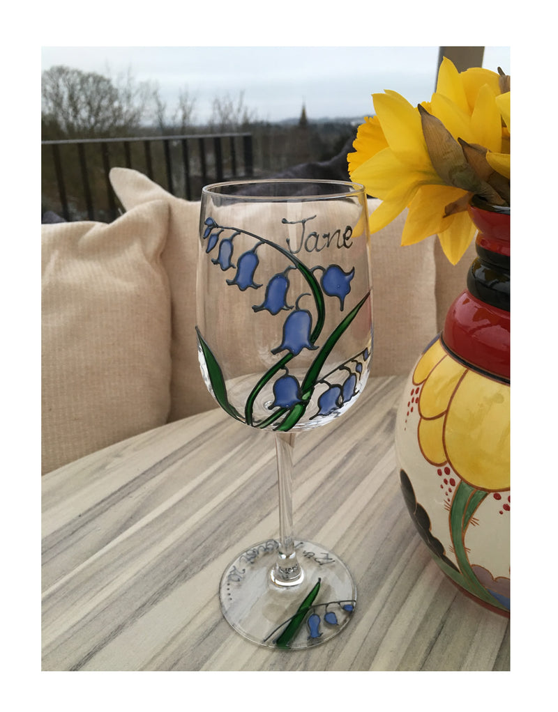 Personalised Bluebell Wine Glass 