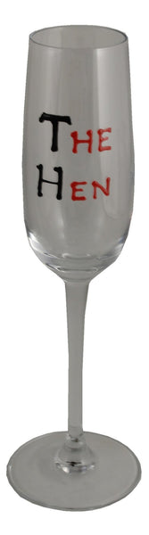 The Hen Gift Champagne Glass: (Blk/Red)
