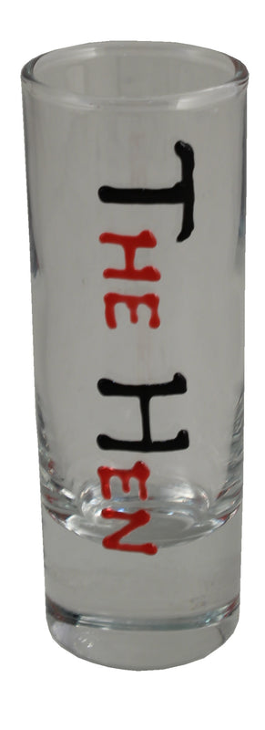 The Hen Gift Shot Glass: (Blk/Red)