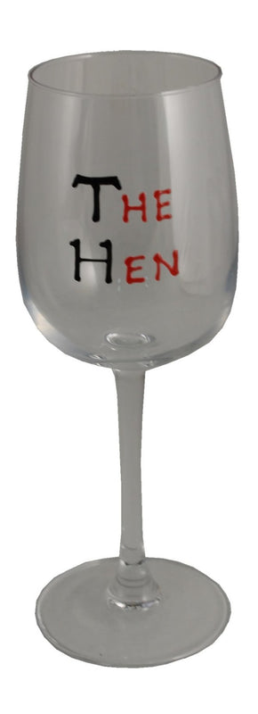 The Hen Gift Wine Glass: (Blk/Red)