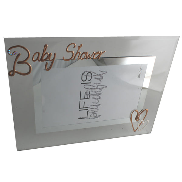 Baby Shower Gift Photo Frame: Land Copper with Crystals