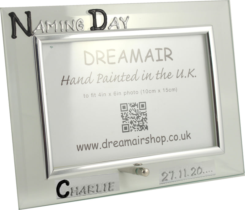 Naming Day Gift Photo Frame: Landscape (Blk/Sil)