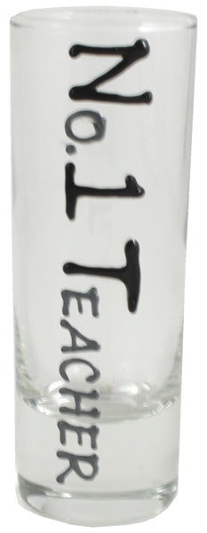 Teacher Design Gift Shot Glass: (Blk/Sil)