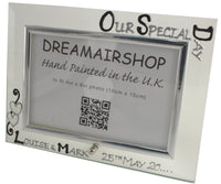 Personalised Our Special Day Photo Frame: Landscape (Blk/Sil)