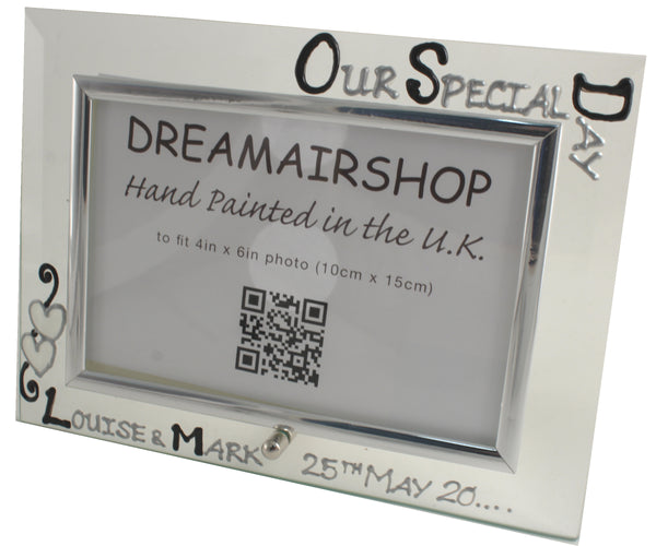 Personalised Our Special Day Photo Frame: Landscape (Blk/Sil)