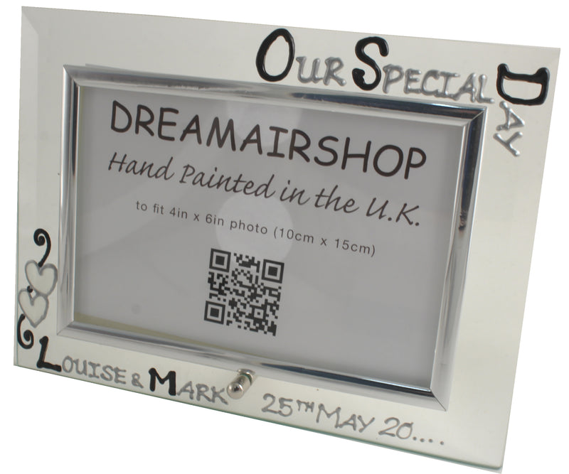Personalised Our Special Day Photo Frame: Landscape (Blk/Sil)