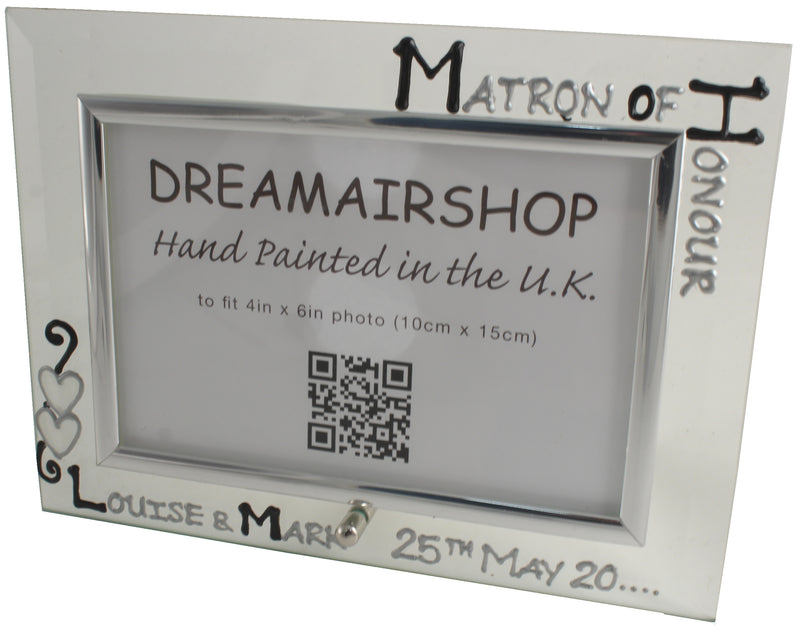 Personalised Matron of Honour Photo Frame Land Blk/Sil