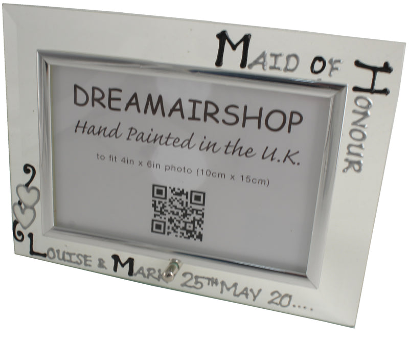 Personalised Maid of Honour Photo Frame Land Blk/Sil