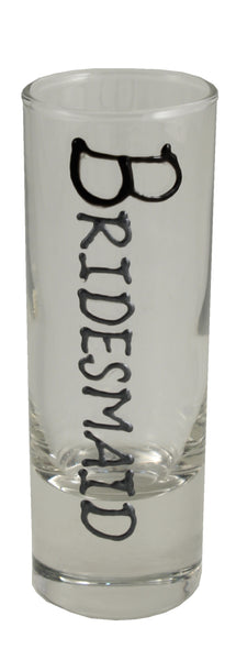Bridesmaid Design Gift Shot Glass: (Blk/Sil)