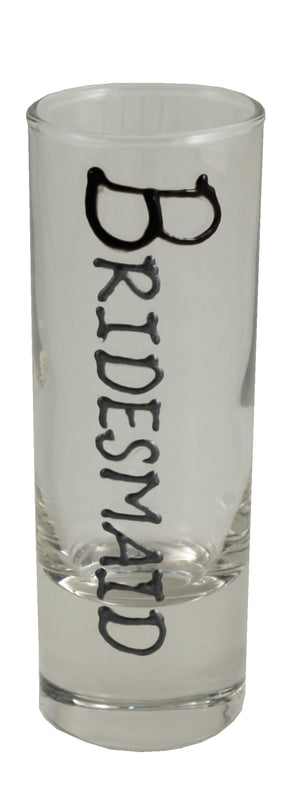 Bridesmaid Design Gift Shot Glass: (Blk/Sil)