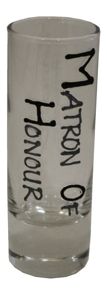 Matron/Honour Design Gift Shot Glass: (Blk/Sil)