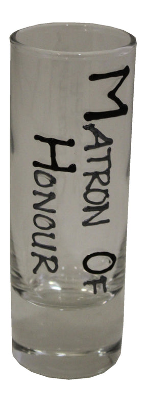 Matron/Honour Design Gift Shot Glass: (Blk/Sil)