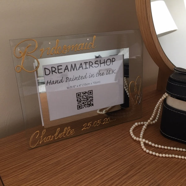 Bridesmaid Design Gift Photo Frame: Land (Gold) with Crystals