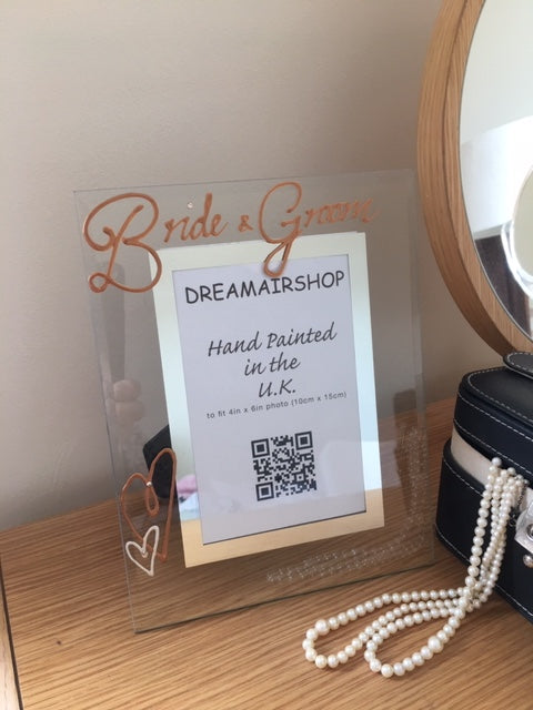 Bride & Groom Gift Photo: Frame Portrait (Copper) with crystals