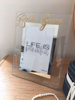 Bride & Groom Gift Photo: Frame Portrait (Gold) with crystals