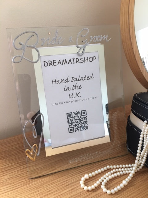 Bride & Groom Gift Photo: Frame Portrait (Silver) with crystals