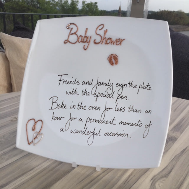 Baby Shower Gift Signing Plate: Copper with Crystals