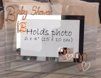 Baby Shower Gift Photo Frame: Land Copper with Crystals