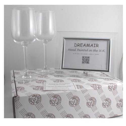 45th Wedding Anniversary Stemless Wine: Glasses and Frame Gift Set (Flower)