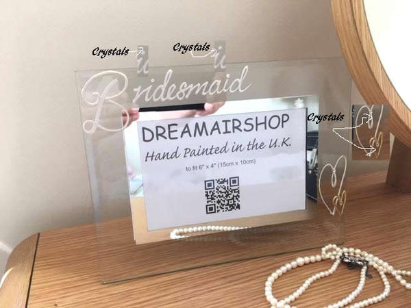 Bridesmaid Design Gift Photo Frame: Land (Pearl) with Crystals