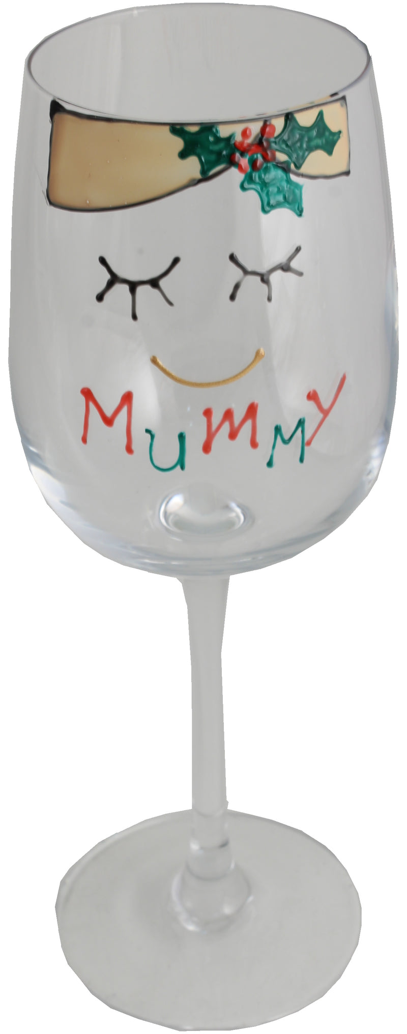 Mummy Wine Glass (Xmas)
