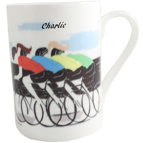 Personalised Gift Cycling Design Printed Mug Fine Bone China 