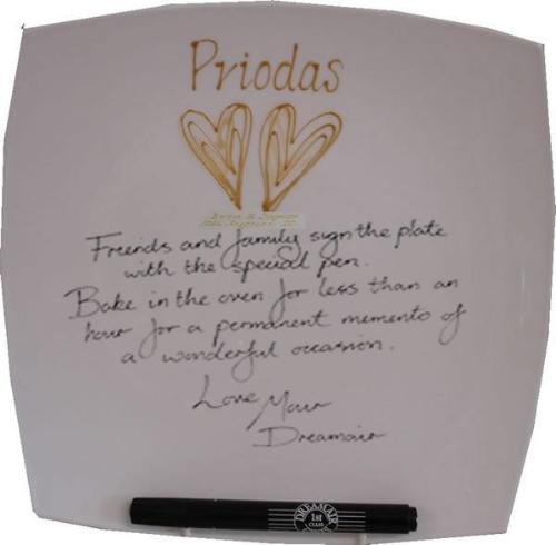 Personalised Priodas Plate Square (Gold Hearts)