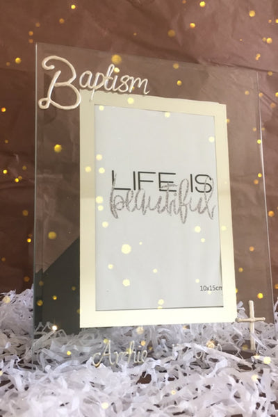 Baptism Gift Photo Frame Portrait: with crystals