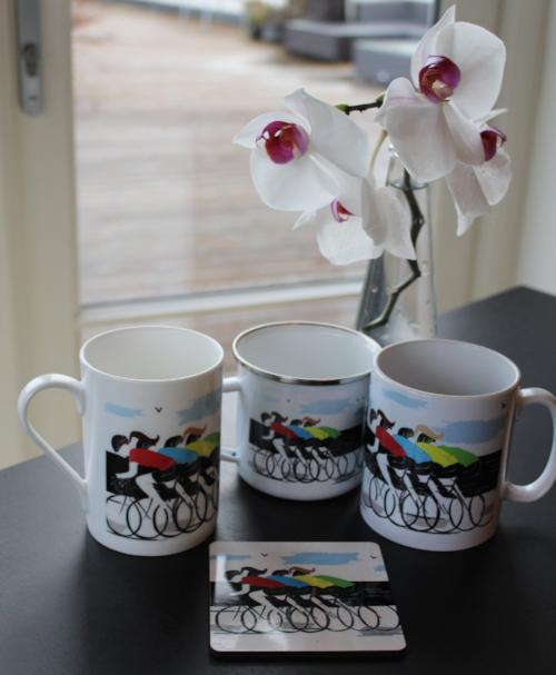 Personalised Gift Cycling Design Printed Mug: Fine Bone China