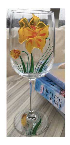 Daffodil Design Gift Wine Glass: