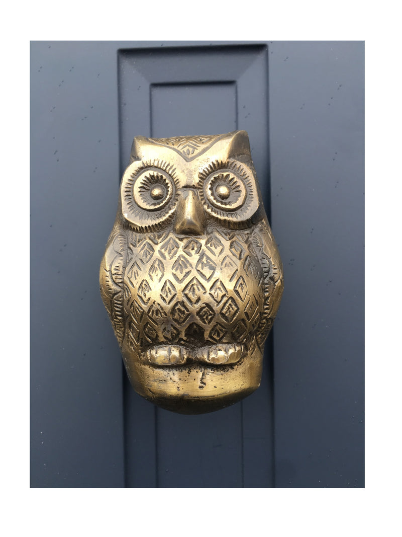 Baby Owl Door Knocker Antique Brass