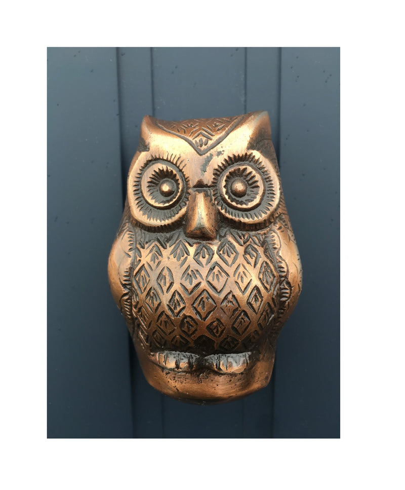 Baby Owl Door Knocker Copper