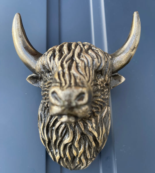 Highland Cattle Door Knocker (Antique Brass)