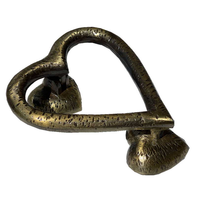 Heart Door Knocker Textured Antique Brass