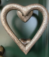 Heart Shaped Door Knocker Textured (Satin Silver)