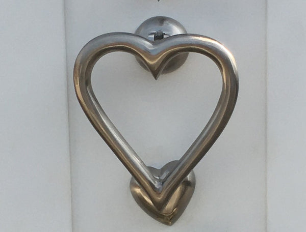 Heart Shaped Door Knocker (Brushed Chrome) End Of Line