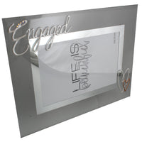 Engagement Gift Photo Frame Landscape: Pearl with Crystals